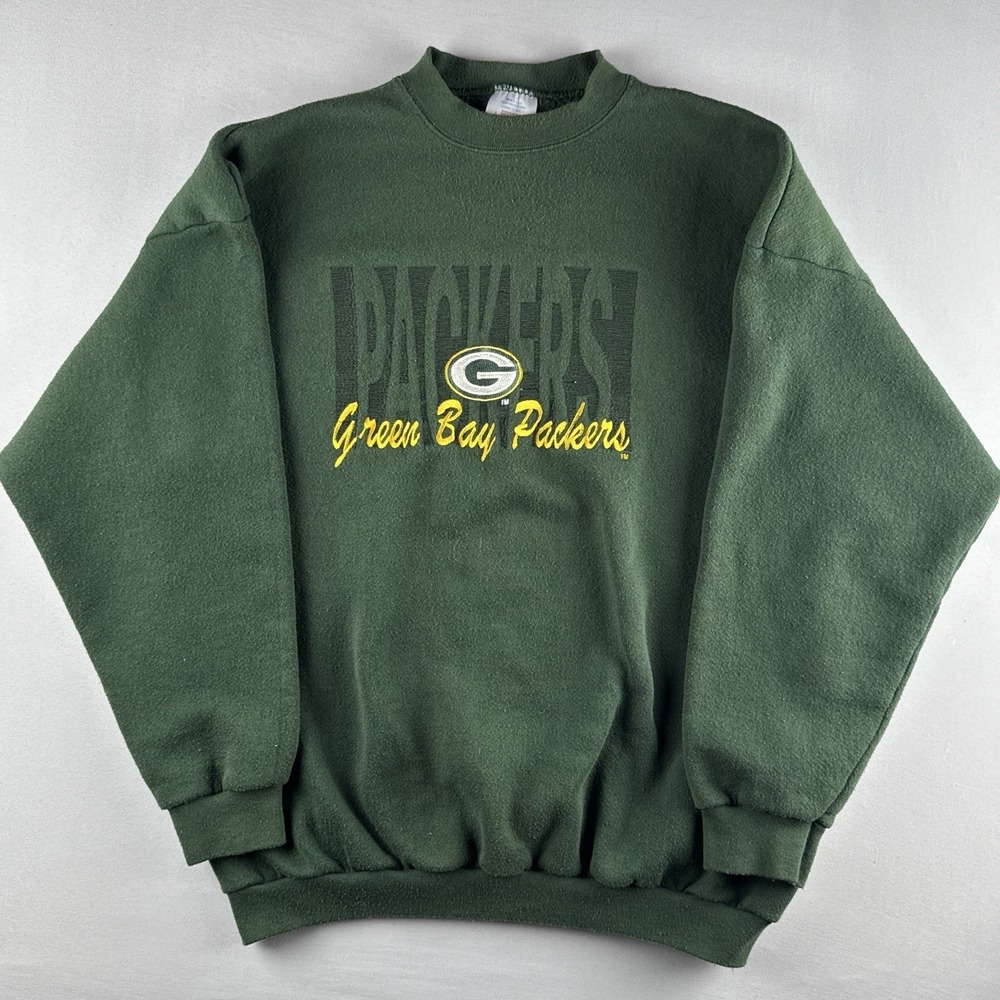 Vintage Green Bay Packers Logo 7 Crewneck Sweatshirt Spellout NFL USA XL